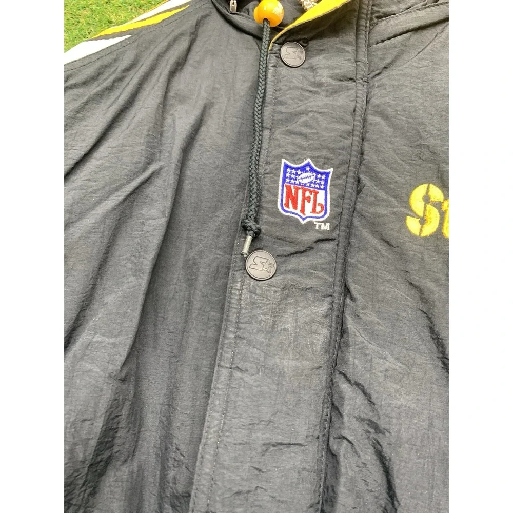 Vintage Pittsburgh Steelers Starter Jacket Mens XL Puffer Full Zip Up Hooded 90s